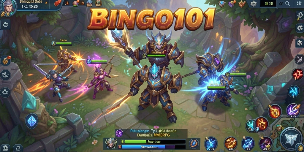 Tangkapan layar BINGO101 yang menunjukkan pertarungan seru dalam gameplay MMORPG.