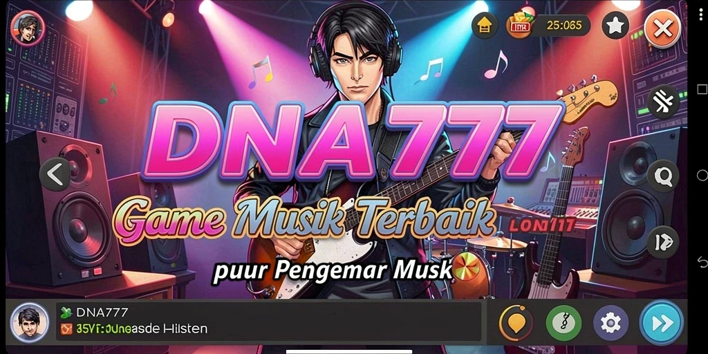 Tampilan menarik dari gameplay DNA777 yang penuh warna dan musik.