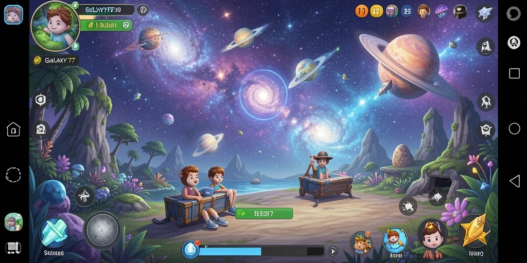 Tampilan menarik dari gameplay GALAXY77 yang penuh warna.