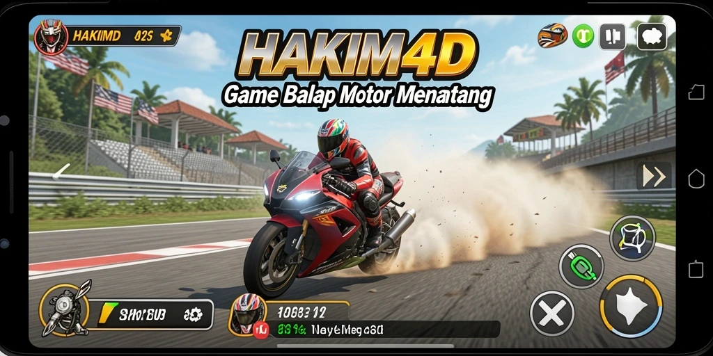 Gameplay HAKIM4D yang menegangkan saat balapan motor.