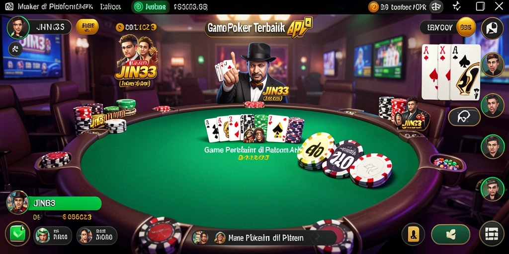 Screenshot gameplay JIN33, menampilkan suasana permainan Poker yang seru.