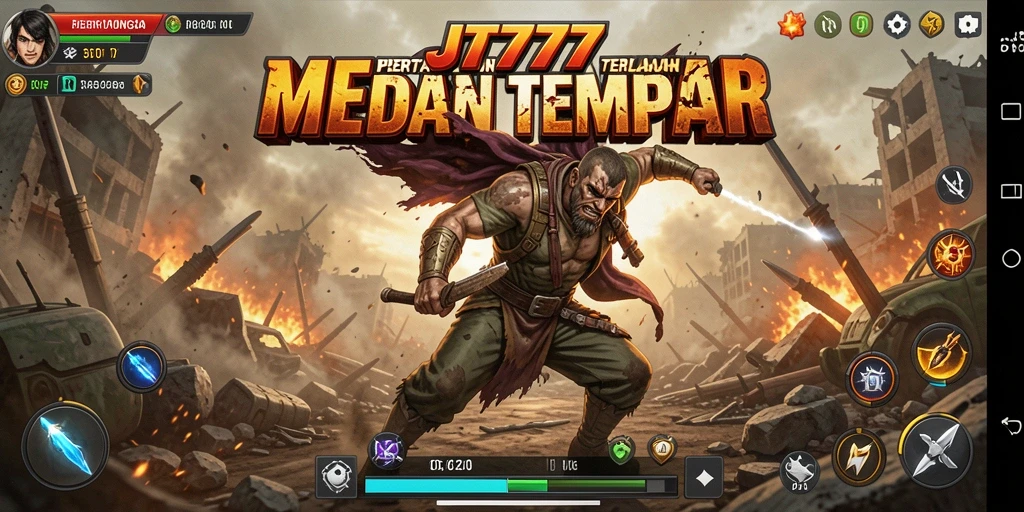 Screenshot menunjukkan pertempuran mendebarkan di medan perang JT777.