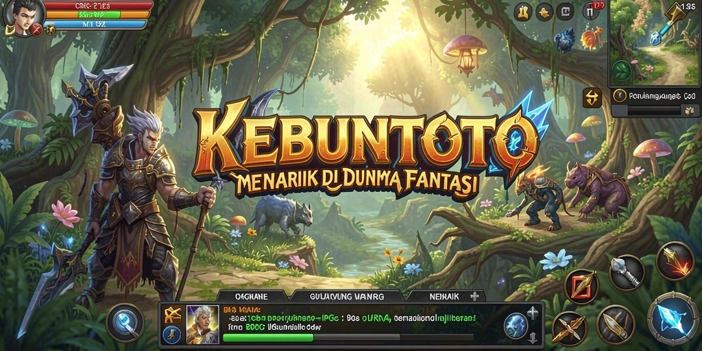 Screenshot gameplay KEBUNTOTO menampilkan pertarungan seru dan karakter yang menawan.