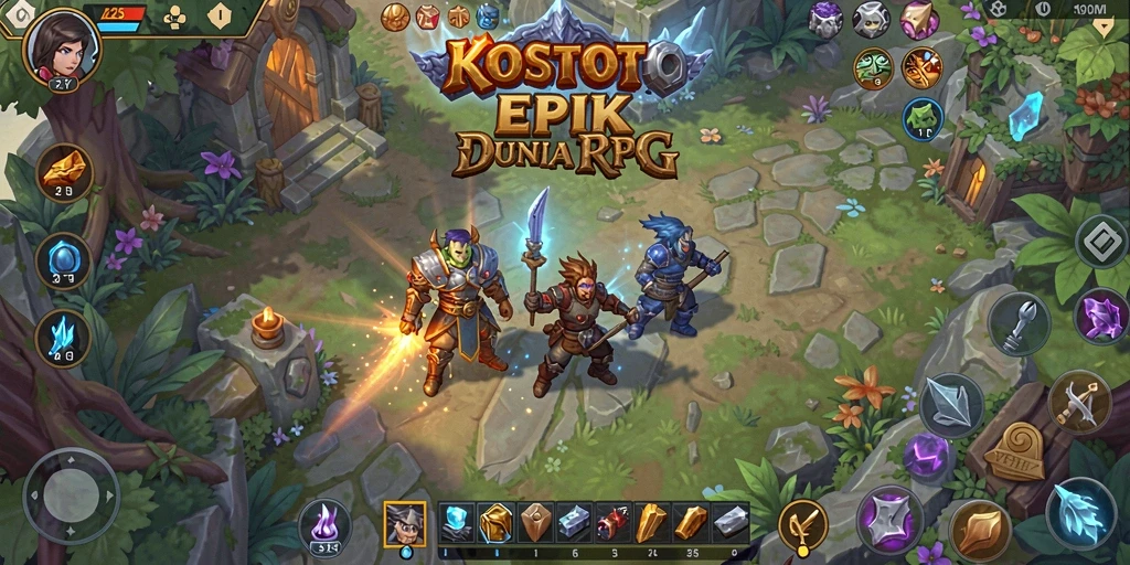 Tangkapan layar KOSTOTO menampilkan aksi pertarungan RPG yang seru.