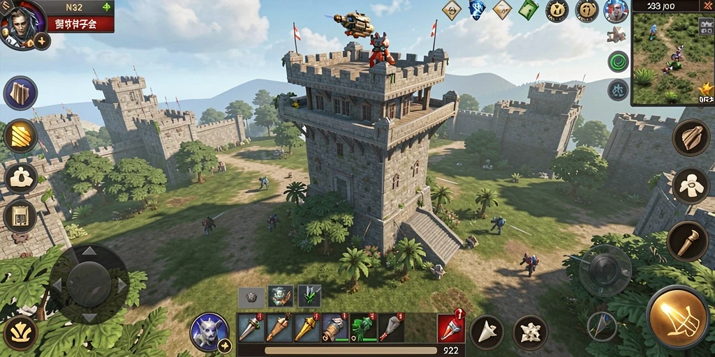 Gameplay N32 menampilkan pertarungan seru dan menara strategis.