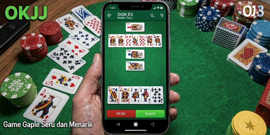 Screenshot utama OKJK menampilkan gameplay Gaple yang seru.