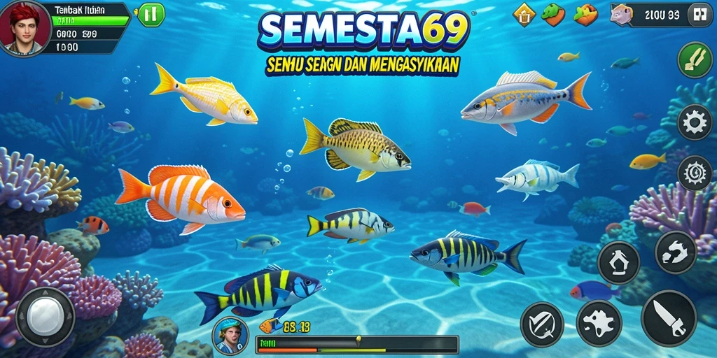 Tampilan menarik gameplay SEMESTA69 dengan ikan beragam.